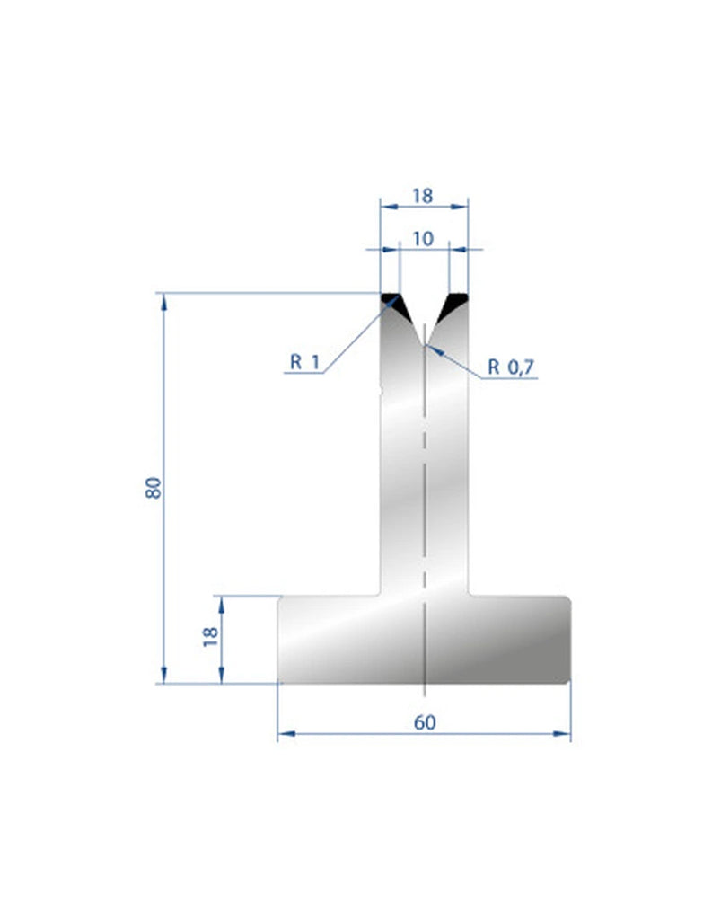 EUROSTAMP Part No. 3028 @ 415mm 45 Degree T Shape Die