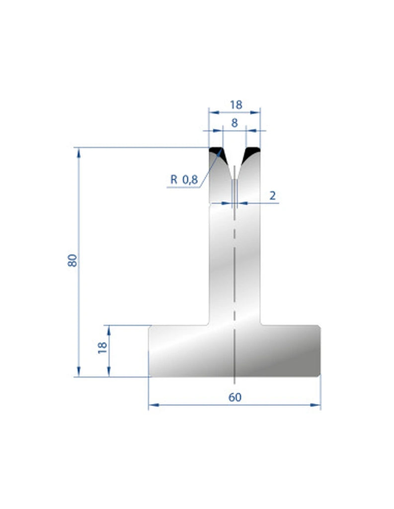EUROSTAMP Part No. 3043 @ 415mm 30 Degree T Shape Die