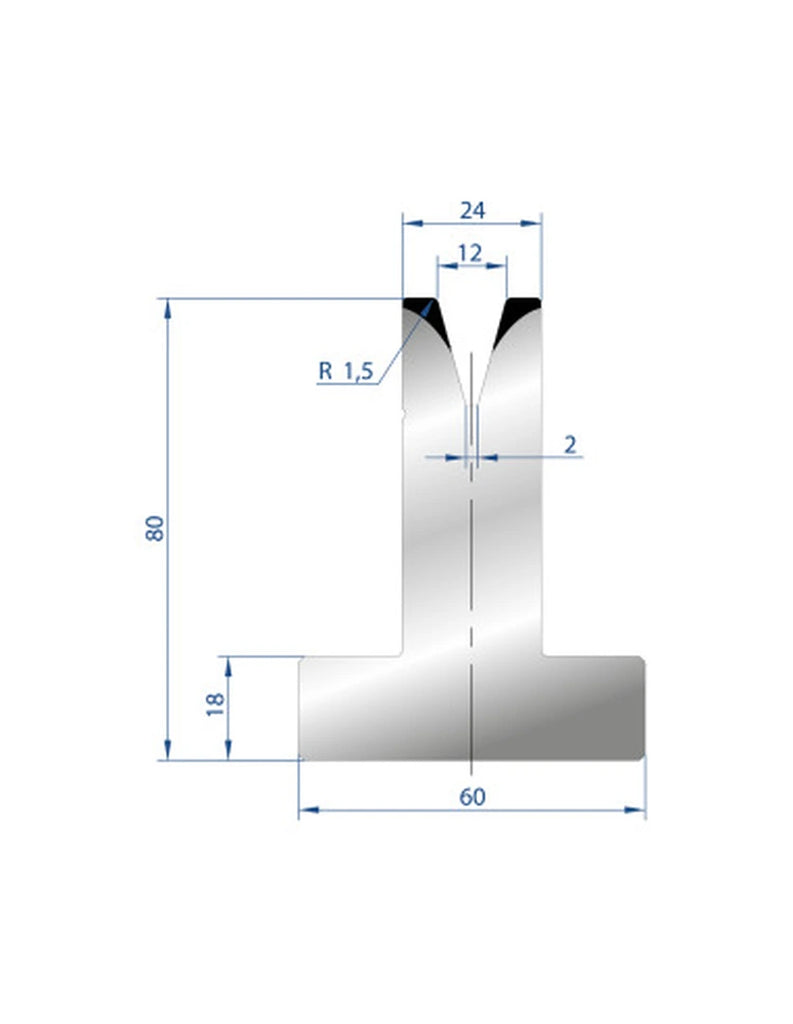 EUROSTAMP Part No. 3045 @ 835mm 30 Degree T Shape Die