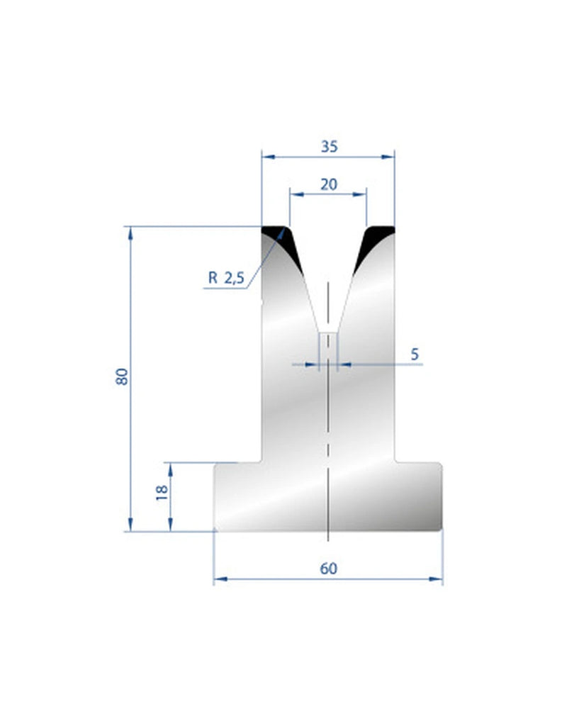 EUROSTAMP Part No. 3047 @ 415mm 30 Degree T Shape Die