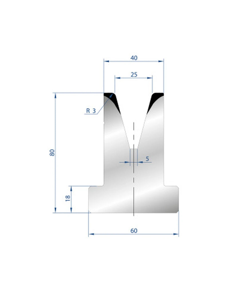 EUROSTAMP Part No. 3048 @ 805mm 30 Degree T Shape Die (Segmented)