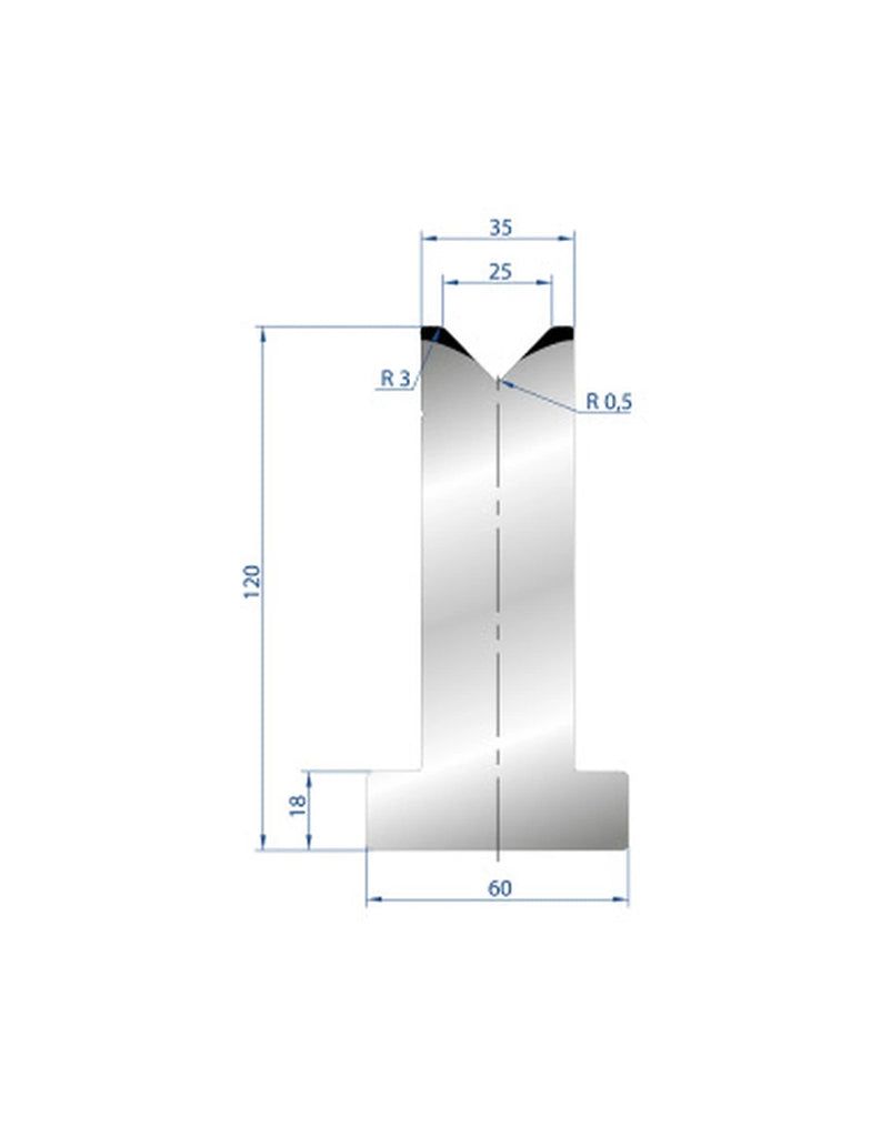 EUROSTAMP Part No. 3058 @ 415mm 88 Degree T Shape Die