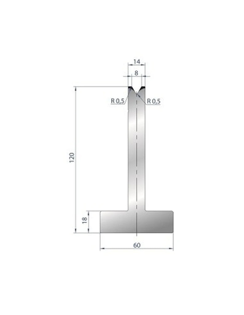EUROSTAMP Part No. 3060 @ 835mm 60 Degree T Shape Die
