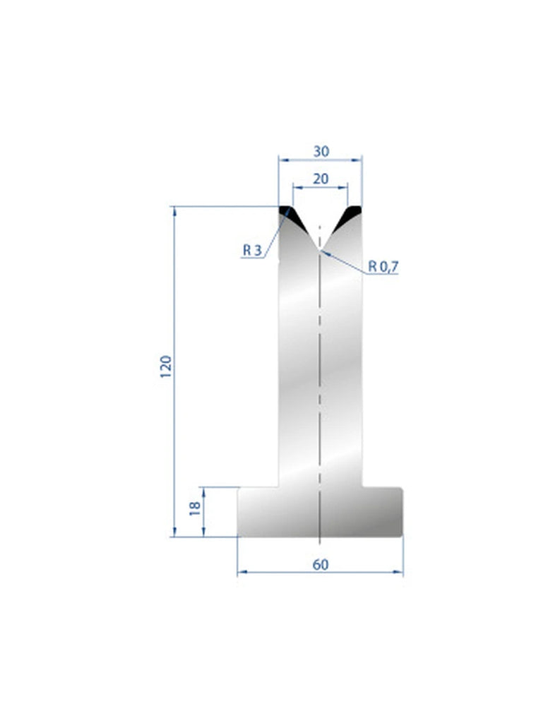 EUROSTAMP Part No. 3064 @ 415mm 60 Degree T Shape Die