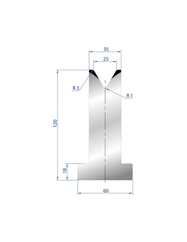 EUROSTAMP Part No. 3065 @ 415mm 60 Degree T Shape Die