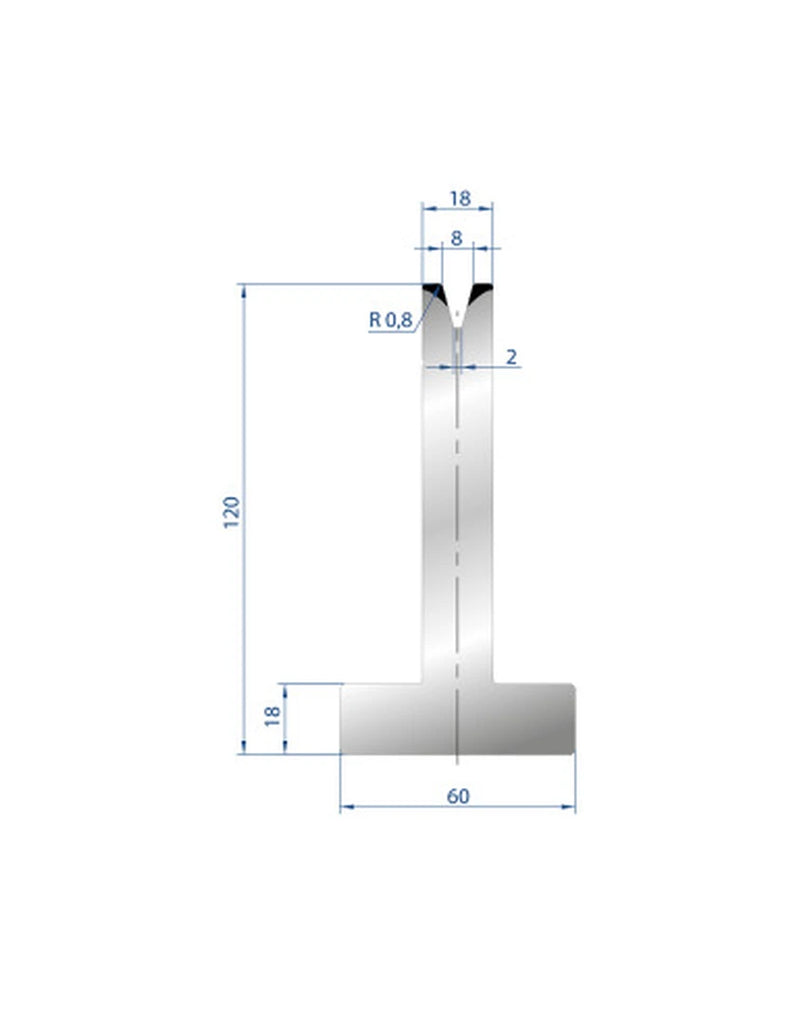 EUROSTAMP Part No. 3074 @ 805mm 30 Degree T Shape Die (Segmented)