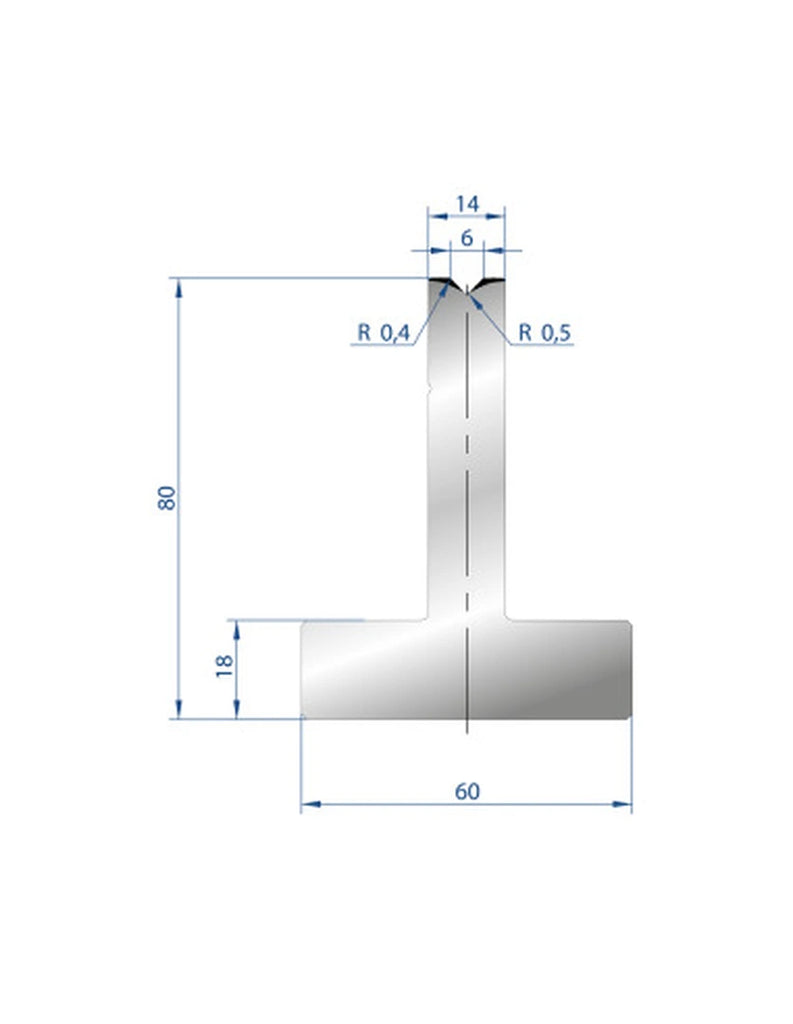 EUROSTAMP Part No. 3080 @ 805mm 88 Degree T Shape Die (Segmented)