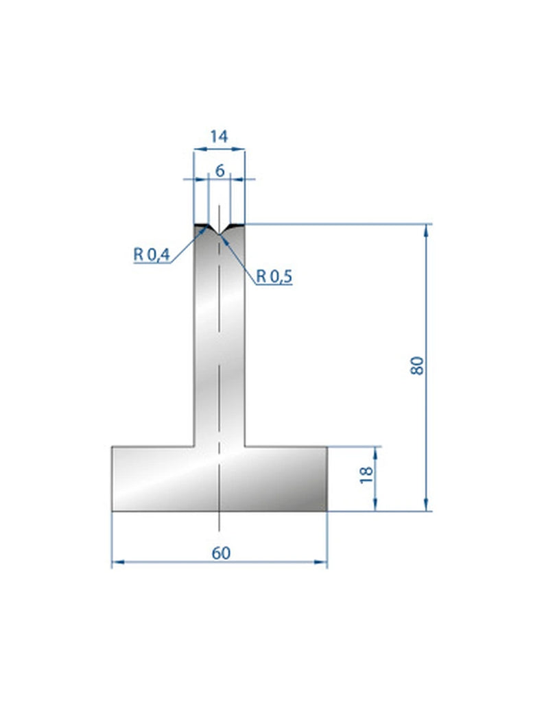 EUROSTAMP Part No. 3086 @ 805mm 85 Degree T Shape Die (Segmented)