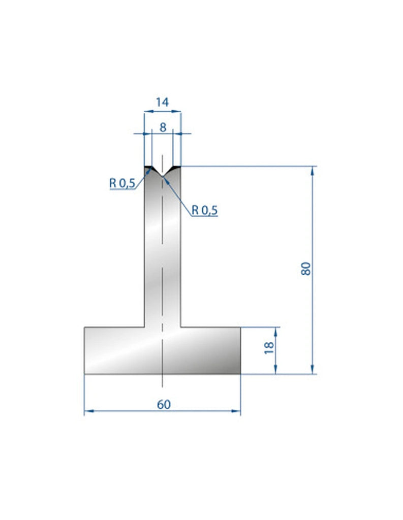EUROSTAMP Part No. 3087 @ 805mm 85 Degree T Shape Die (Segmented)