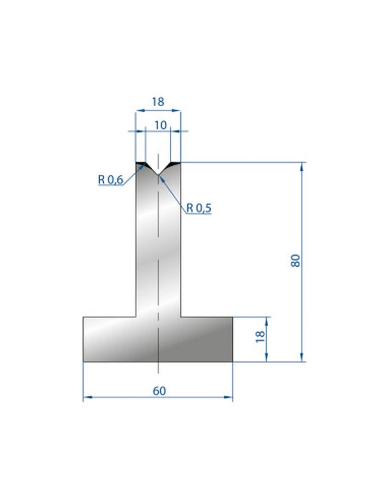 EUROSTAMP Part No. 3088 @ 805mm 85 Degree T Shape Die (Segmented)
