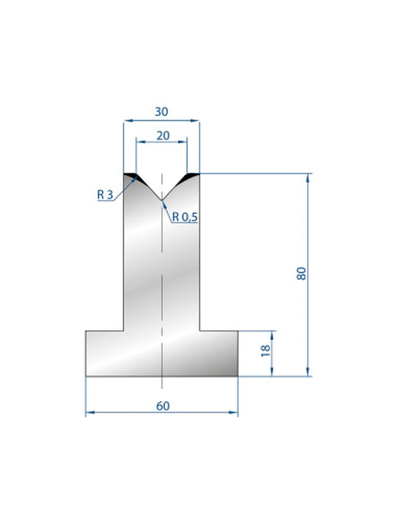 EUROSTAMP Part No. 3091 @ 805mm 85 Degree T Shape Die (Segmented)