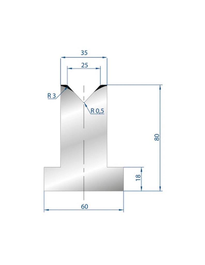 EUROSTAMP Part No. 3092 @ 415mm 85 Degree T Shape Die