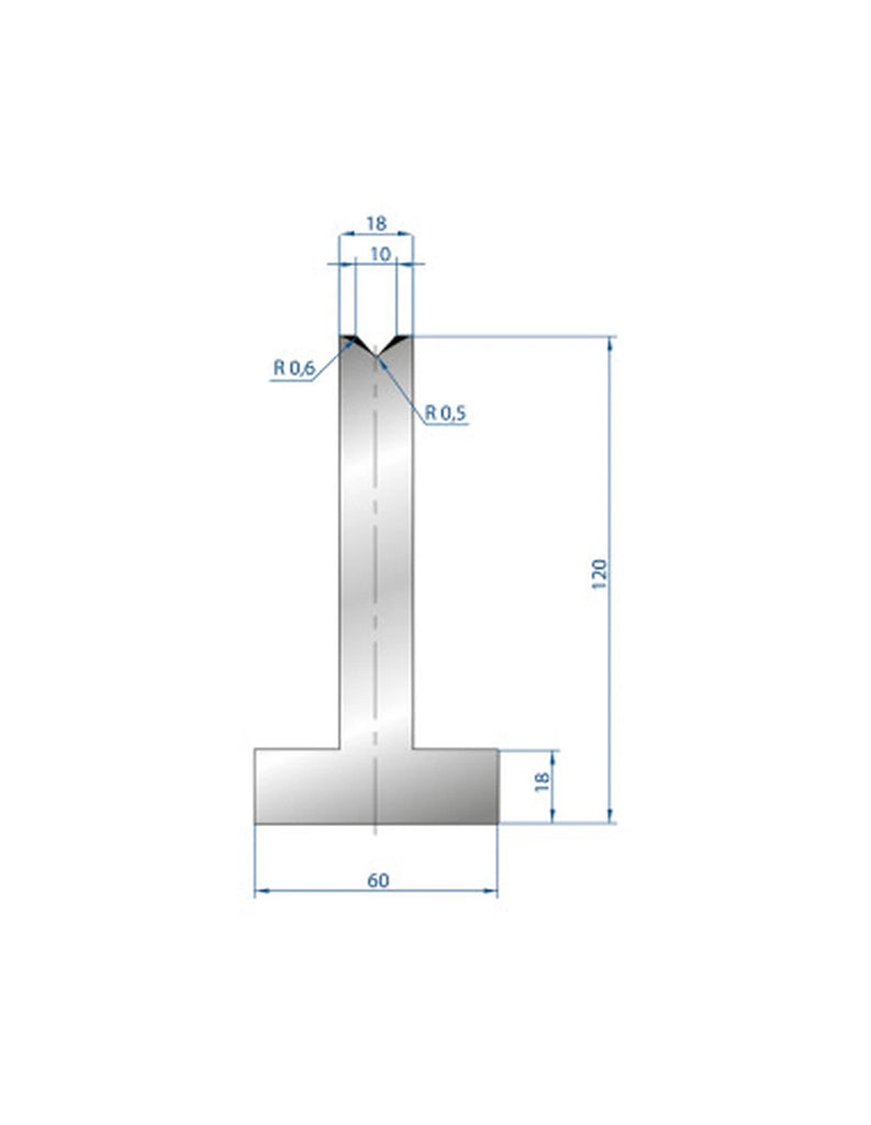 EUROSTAMP Part No. 3095 @ 805mm 85 Degree T Shape Die (Segmented)