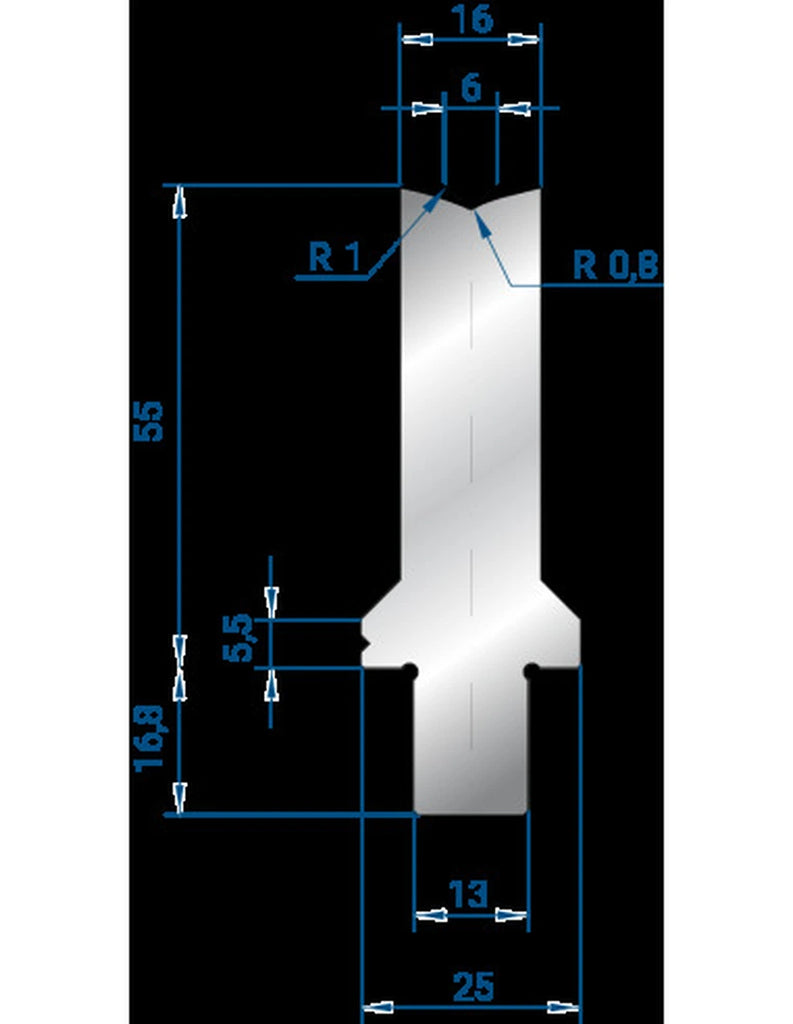 EUROSTAMP Part No. 3250 @ 550mm 86 Degree Single V Die (Segmented)