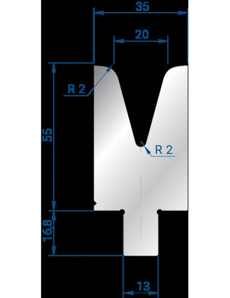 EUROSTAMP Part No. 3265 @ 200mm 30 Degree Single V Die