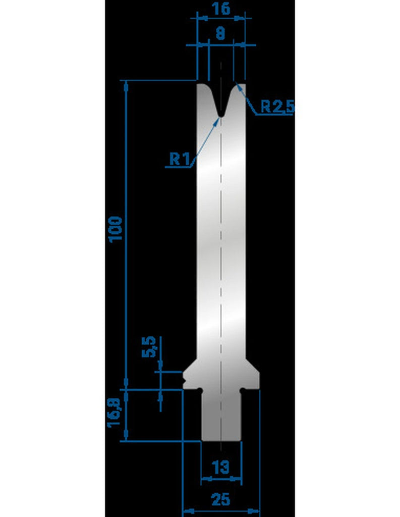 EUROSTAMP Part No. 3281 @ 200mm 30 Degree Single V Die