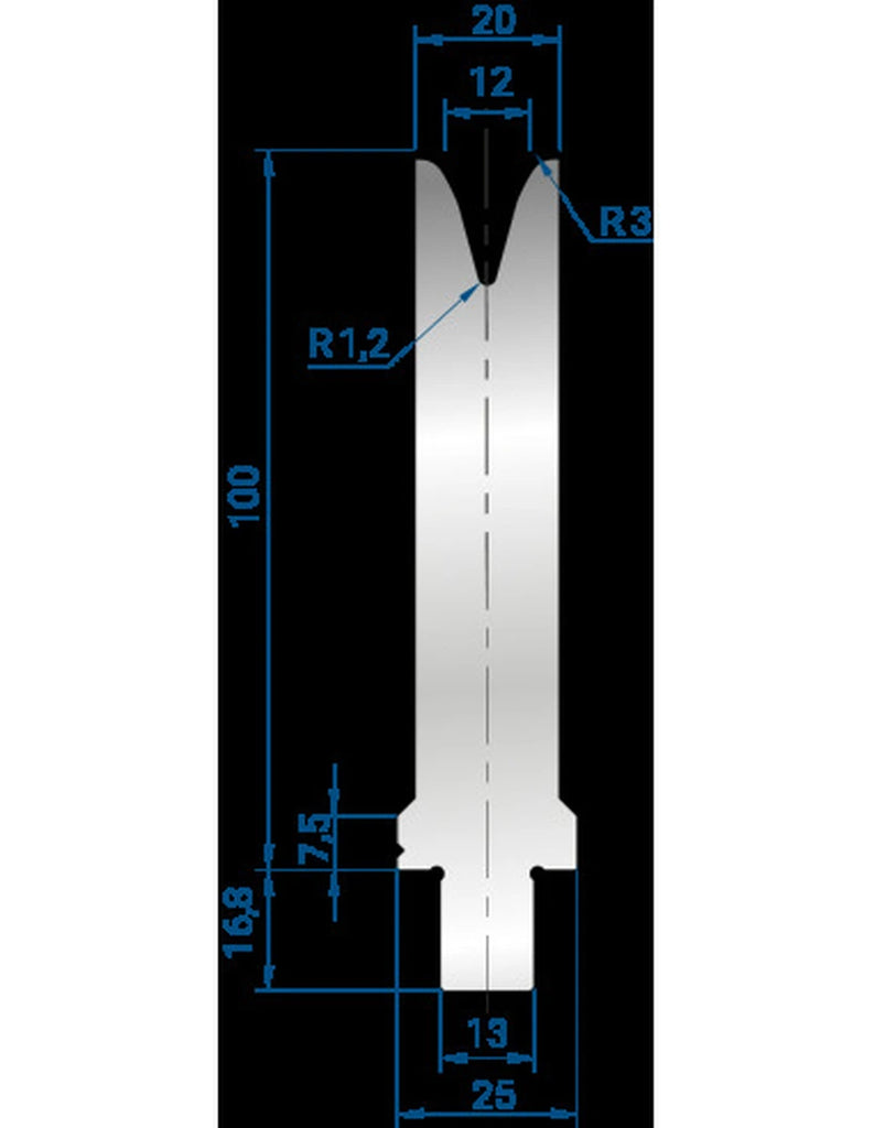 EUROSTAMP Part No. 3283 @ 100mm 30 Degree Single V Die