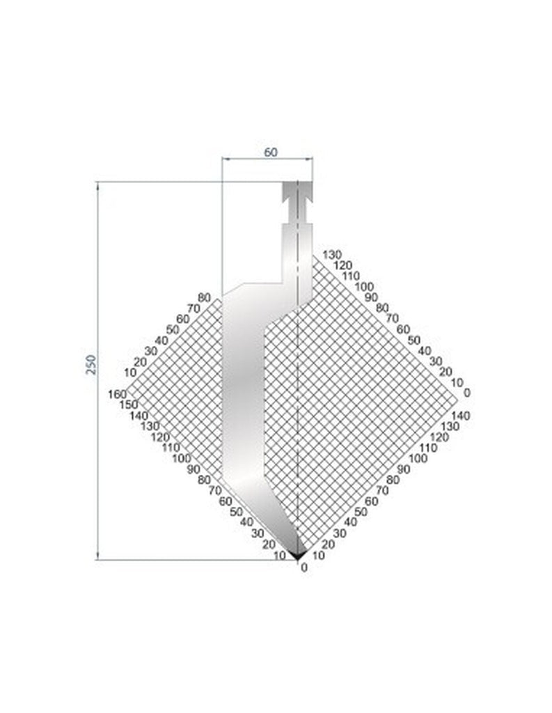 EUROSTAMP Part No. 1298 @ 1100mm 86 Degree Gooseneck Punch Type R (Segmented)