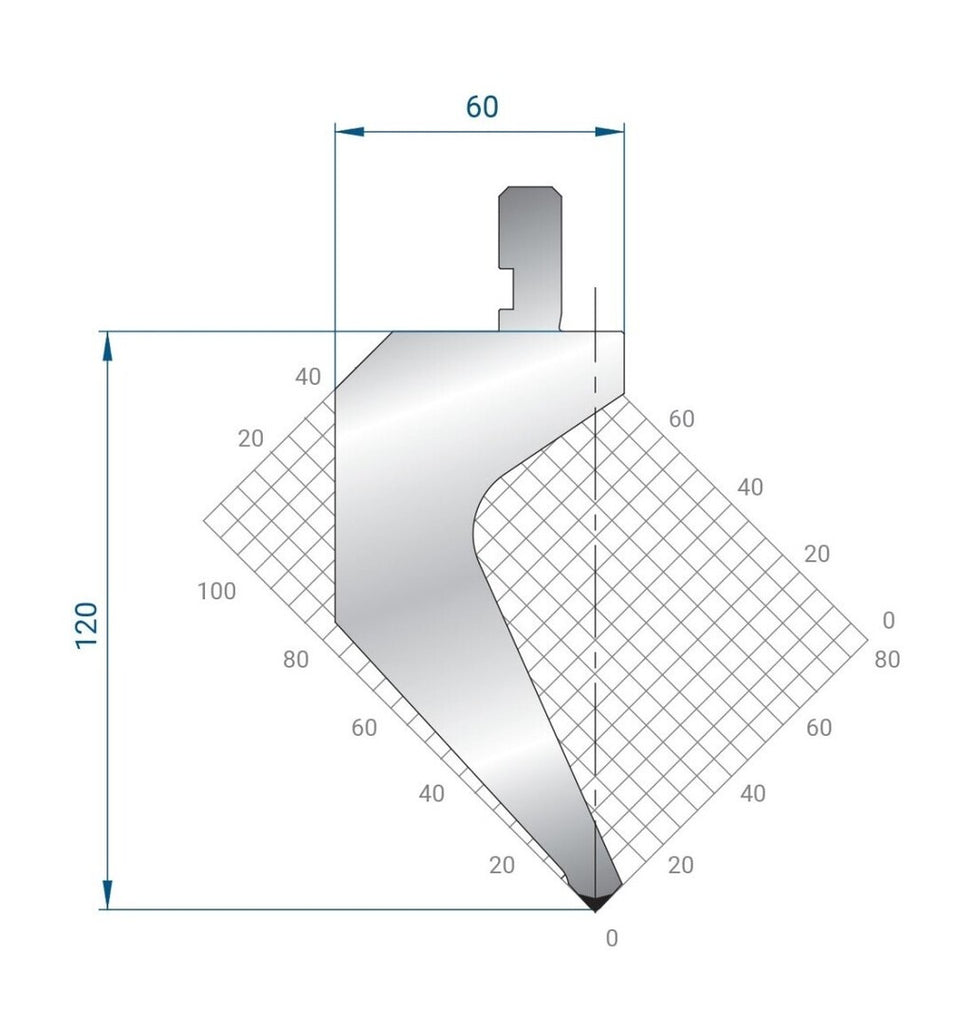 EUROSTAMP Part No. 1322 @ 805mm 85 Degree Gooseneck Punch (Segmented)