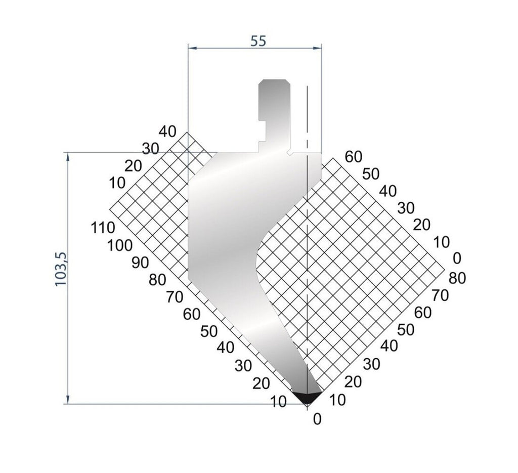 EUROSTAMP Part No. 1018 @ 805mm 88 Degree Gooseneck Punch (Segmented)