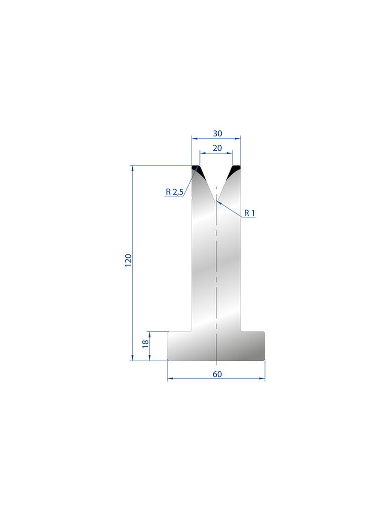 N.º de pieza 3071 a 805 mm Troquel de 45 grados (segmentado) 