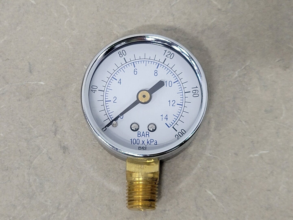 PIC GAUGES 2" Pressure Gauge 200 PSI, 101D-204G, 1/4" NPT 