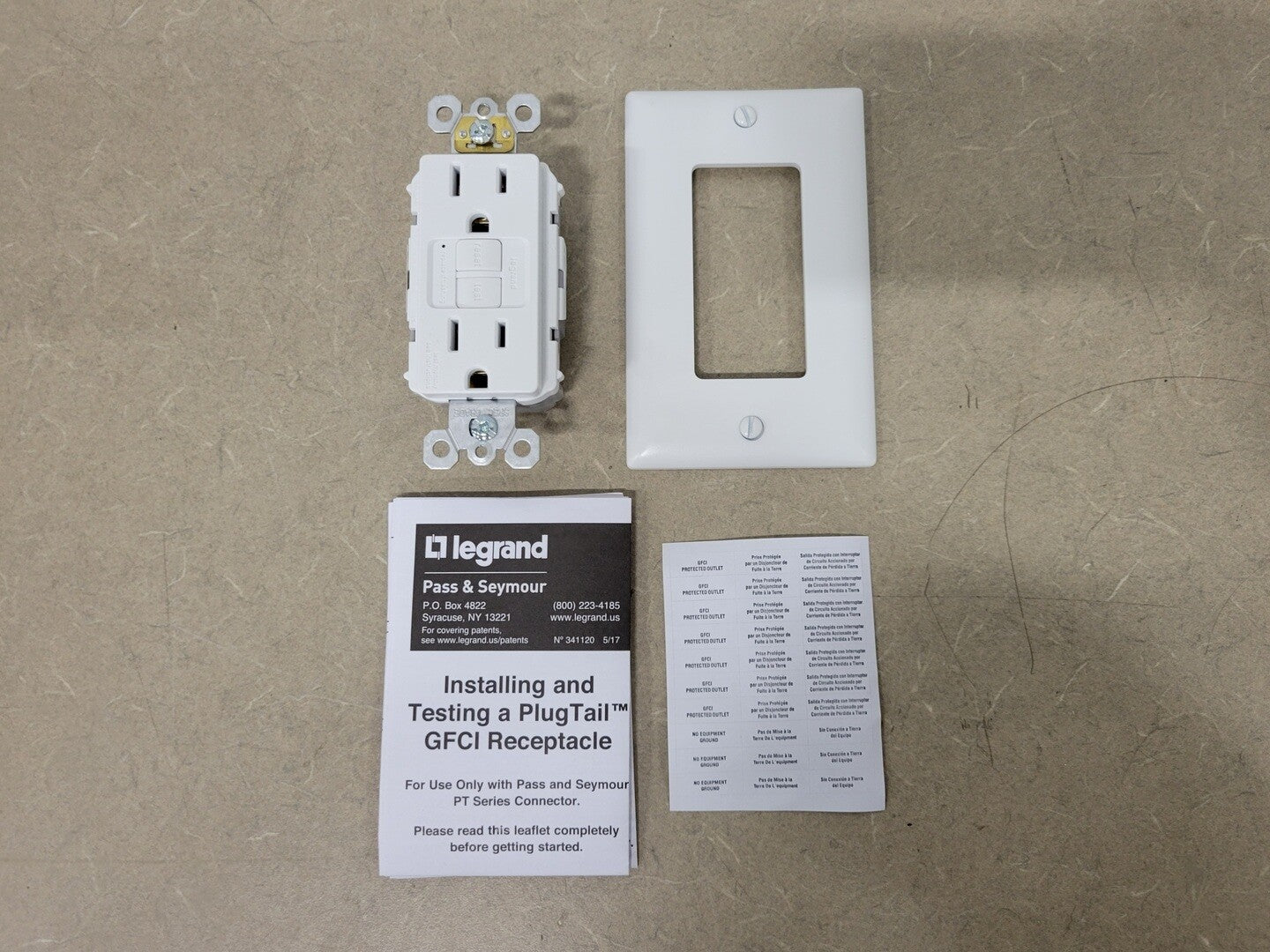 15A 125VAC Plug Tail GFCI Receptacle Self Test PT1597W