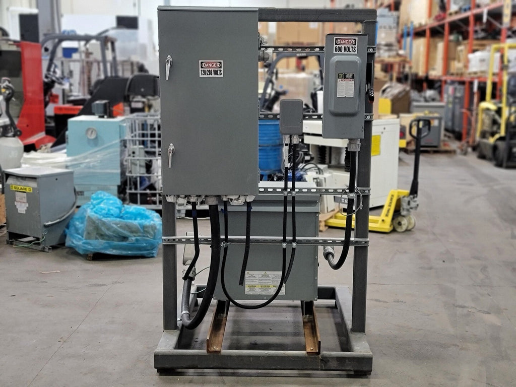 75kVA Transformer on Distribution Stand w Breaker Panel, Disconnect, Time Switch