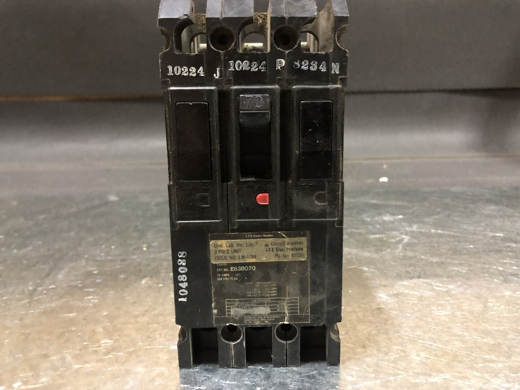 ITE 70 Amp, 3 Pole, 600 volts Circuit Breaker E63B070