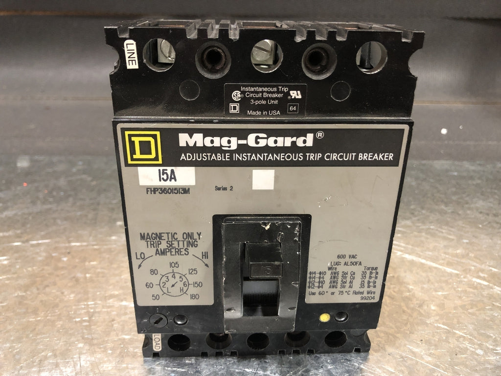 SQUARE D 15 Amp, 3 Pole, 600 volts Circuit Breaker FHP-M/ HFB/ FB-S