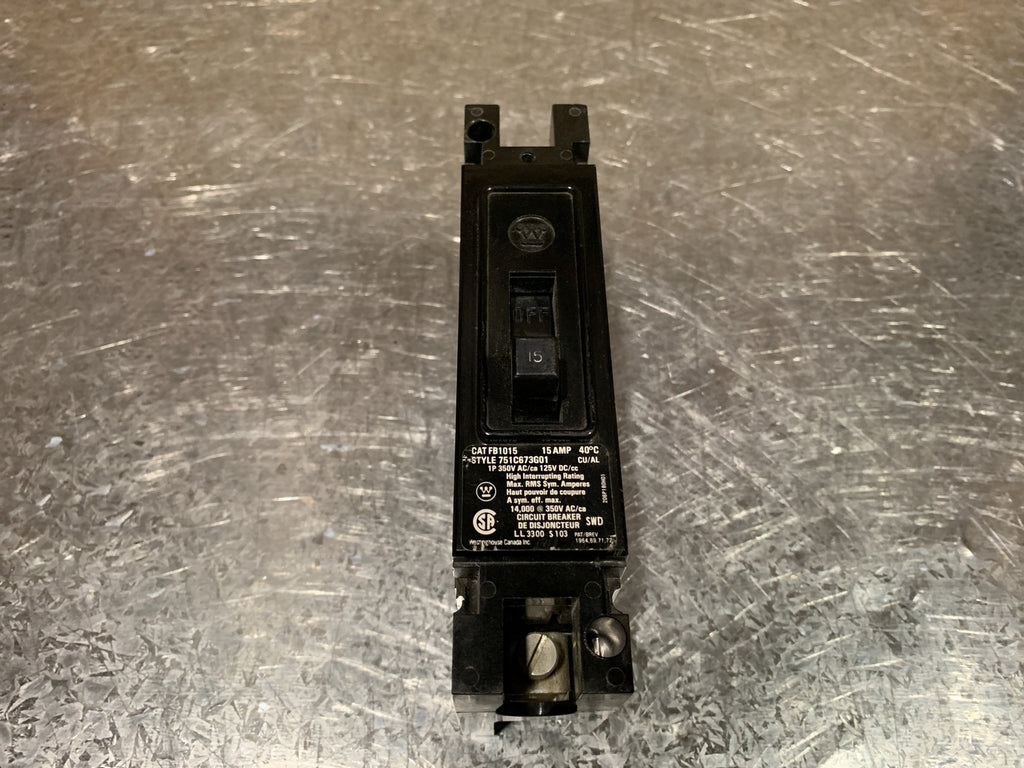 WESTINGHOUSE 15 Amp, 1 Pole, 350 volts Circuit Breaker FB1015
