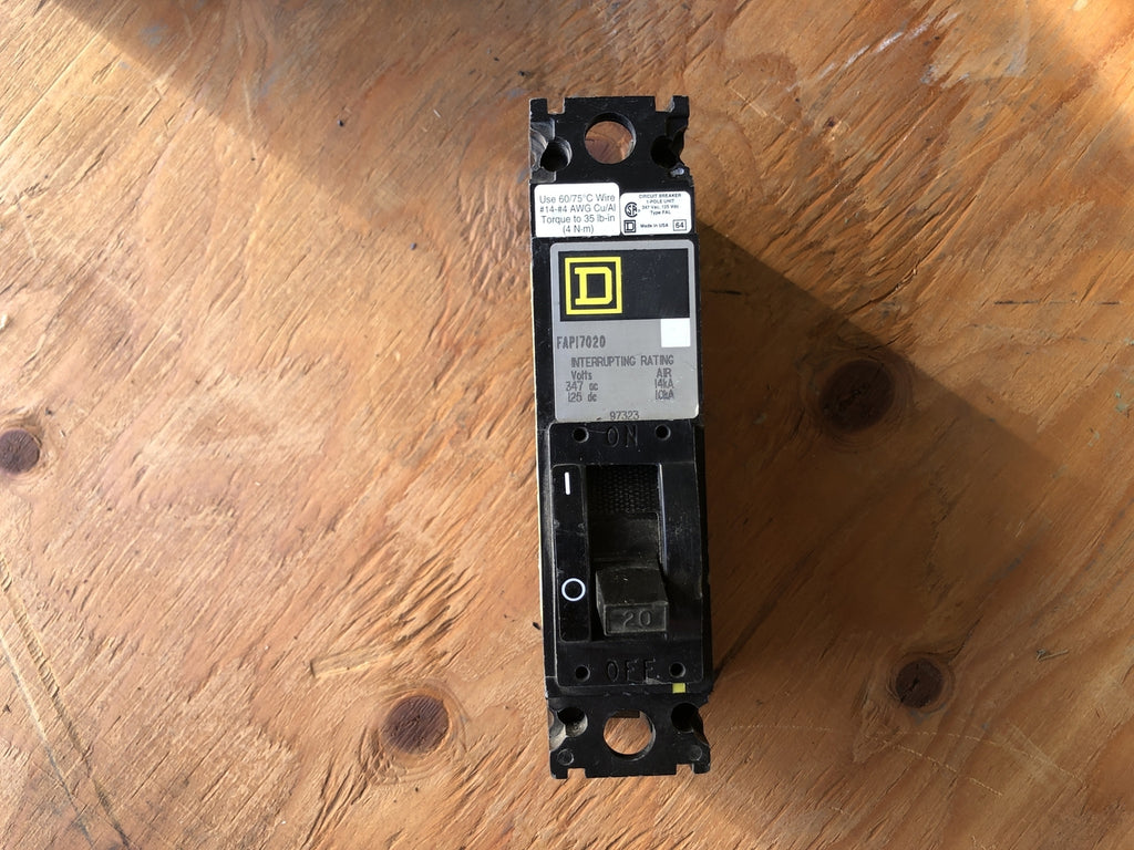 SQUARE D 20 Amp, 1 Pole, 347 volts Circuit Breaker FAP17020