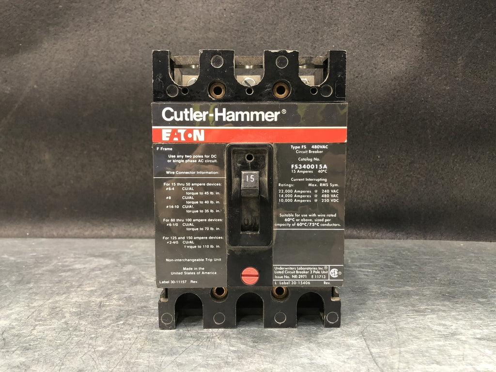 EATON 15 Amp, 3 Pole, 480 volts Circuit Breaker FS340015A